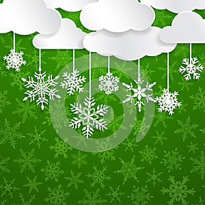 Christmas background with white snowflakes