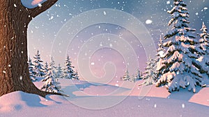 Christmas Background, Winter Forest. Beautiful 3d animation, seamless looping, 4K