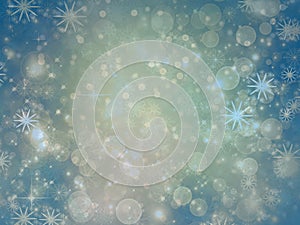 Christmas background. Winter sky, snowflakes and stars