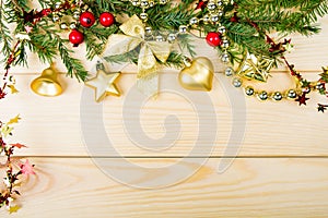 Christmas background on wood