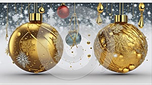 Christmas background. Xmas ornaments Glass ball with snow inside.