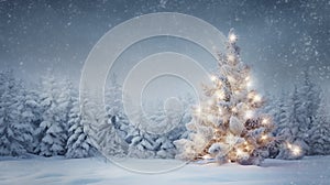 Christmas background. Xmas tree with snow