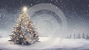 Christmas background. Xmas tree with snow