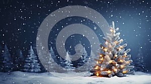 Christmas background. Xmas tree with snow