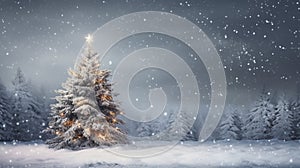 Christmas background. Xmas tree with snow