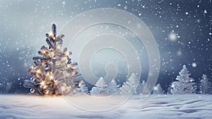 Christmas background. Xmas tree with snow