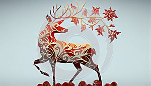 christmas backgrounds deer paper art white card decoration winter cut background poster greeting merry cervid holiday red santa