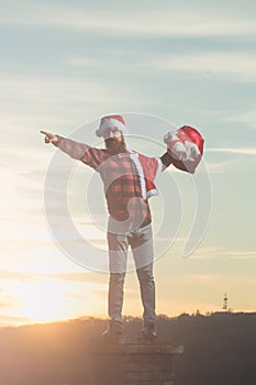 Christmas bad santa on chimney