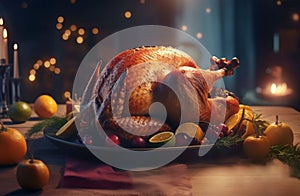 Christmas baked turkey. Generate AI