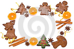 Christmas bakery frame with gingerbread