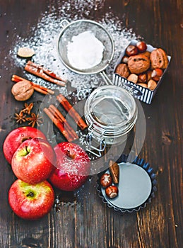 Christmas baking ingredients from above