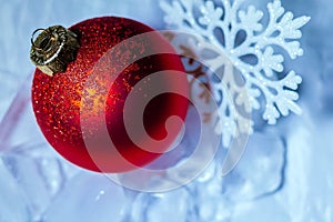 Christmas bal ornament winter background