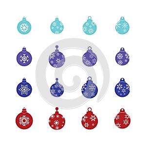 Christmas ball, christmas bauble icons set. Vector illustration.