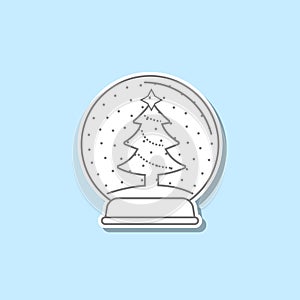 Christmas ball with a christmas tree sticker icon. Simple thin line, outline vector of web icons for ui and ux, website or mobile