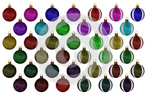 Christmas ball collection on white background