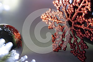 Christmas ball composition. New year, winter concept. Color of the year 2020