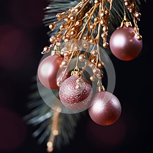 Christmas ball decoration in a pink and colg color