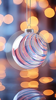 christmas ball on the festive background with bokeh