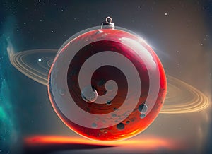 Christmas ball in the form of a red planet