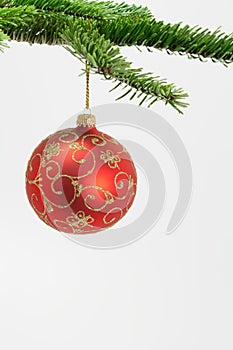 Christmas ball hanging on a branch