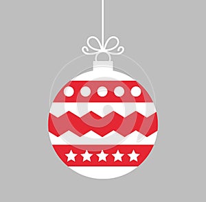 Christmas ball hanging red ornament with white pattern