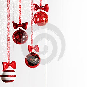 Christmas ball hanging on white