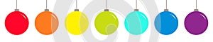 Christmas ball icon set line. Rainbow color. Happy New Year sign symbol bauble toy. White background. Isolated. Flat design style