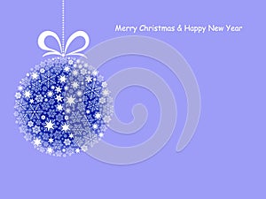 Merry Christmas and Happy New Year greeting card with Christmas ball