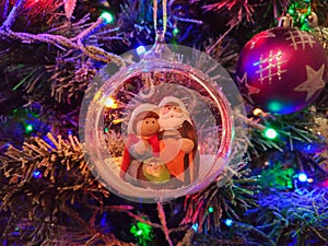 Christmas ball with nativity scene