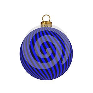 Christmas ball New Year`s Eve decoration black blue convolution lines bauble wintertime hanging adornment souvenir.