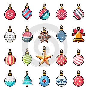 Christmas ball ornaments collection flat design