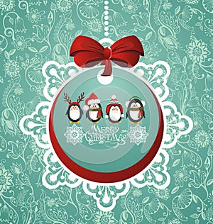 Christmas ball with penguins