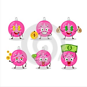 Christmas ball pink cartoon character with cute emoticon bring money