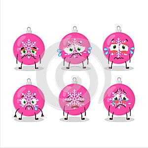 Christmas ball pink cartoon character with sad expression