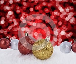 Christmas ball red bokeh background