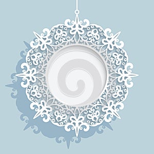 Christmas ball, round cutout paper frame template