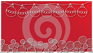 Christmas ball and round Snowflake on red background