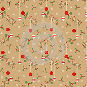 Christmas ball seamless pattern in vintage style