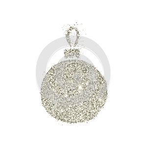 Christmas ball of silver glitter on white background