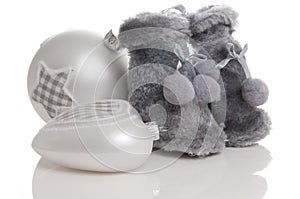 Christmas ball with snowboots