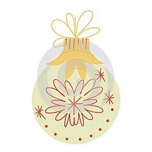Christmas ball toy in retro style is isolated on a white background. Mid-Century Modern design, 1950s 1960s. Vector