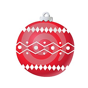 Christmas ball vector illustration. Decoration item for Christmas tree. Bauble with ornament