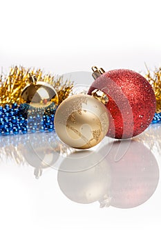 Christmas balls on abstract background