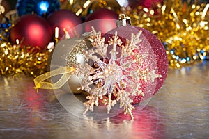 Christmas balls on abstract background