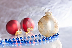 Christmas balls on abstract background