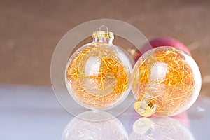 Christmas balls on abstract background