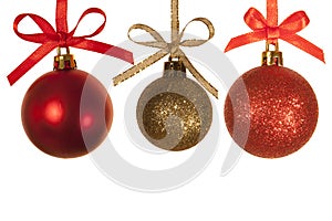 Christmas balls against white background