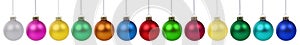 Christmas balls ball many baubles bauble decoration banner colorful in a row isolated on white