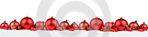 Christmas balls banner red decoration background snow winter iso