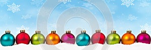 Christmas balls baubles background decoration banner snowflakes snow winter